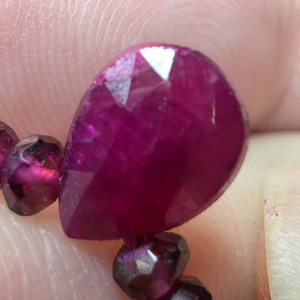 Ruby Red Faceted Teardrop Statement Necklace 16" … - image 7